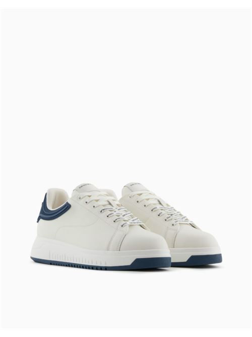 LEATHER SNEAKERS EMPORIO ARMANI | X4X264.XN001T844 OFF WHT/BLUE GREY